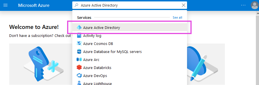 Search for Azure Active Directory.